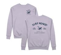 Surf Monkey Sudadera orgánica con Cuello Redondo Save The Oceans (FR/ES, Letras, L, Regular, Regular, Lila)
