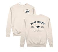 Surf Monkey Sudadera orgánica con Cuello Redondo Save The Oceans (FR/ES, Letras, L, Regular, Regular, Off-White)