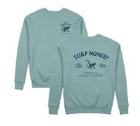 Surf Monkey Sudadera orgánica con Cuello Redondo Save The Oceans (FR/ES, Letras, L, Regular, Regular, Sage)