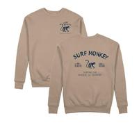 Surf Monkey Sudadera orgánica con Cuello Redondo Save The Oceans (FR/ES, Letras, M, Regular, Regular, Arena)