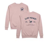 Surf Monkey Sudadera orgánica con Cuello Redondo Save The Oceans (FR/ES, Letras, M, Regular, Regular, Rosa)
