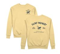 Surf Monkey Sudadera orgánica con Cuello Redondo Save The Oceans (FR/ES, Letras, S, Regular, Regular, Amarillo)
