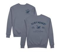 Surf Monkey Sudadera orgánica con Cuello Redondo Save The Oceans (FR/ES, Letras, S, Regular, Regular, Azul Roto)