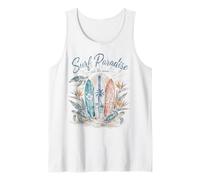 Surf Paradise Ride The Wave Tres Tablas de Surf Tortuga Marina Camiseta sin Mangas
