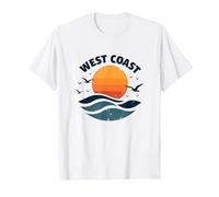 Surf Retro en la Costa Oeste en Sunset Beach Camiseta, Hombre, Blanco, 3XL