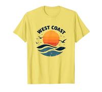 Surf Retro en la Costa Oeste en Sunset Beach Camiseta, Hombre, Limón, S