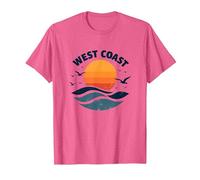Surf Retro en la Costa Oeste en Sunset Beach Camiseta, Hombre, Rosa Jaspeado, 3XL