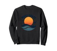 Surf Retro en la Costa Oeste en Sunset Beach Sudadera, Unisex para Adultos, Negro, XL