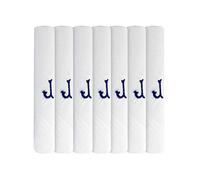 Surf the Shop Paquete de 7 pañuelos blancos bordados con inicial para hombre con borde satinado, varias letras, J, M
