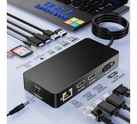 Surface Dock 12 en 1 Surface Pro Docking Station Triple Pantalla (Doble 4K HDMI+VGA), Microsoft Surface Dock Accesorios para Surface Pro 11/10/9/8/X/7/6/5/4/3,Laptop 7/6/5/4/3/2/1,Book Laptop Go 3/2/1