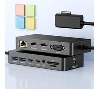Surface Dock 2, estación de Acoplamiento Surface 12 en 1, Base Dock de Triple Pantalla con 2 HDMI 4K +VGA para Surface Pro 11/10/9/8/X/7/6/5/4/3, Laptop 7/6/5/go