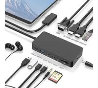 Surface Dock, Surface Docking Station, 12 en 1 Triple Pantalla (2HDMI 4K+VGA) Microsoft Surface Dock con para Surface Pro 9/8/X/7/6/5/4/3, Surface Book 3/2/1, Surface Laptop 5/4/3/2/1/go