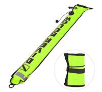 Surface Marker Buoy, 6FT High Visibility Inflatable Scuba Diving SMB Signal Tube with Reflective Strip Freediving Safety Sausage Float Accessory for Diver Underwater Sports, 15 * 180 (Amarillo