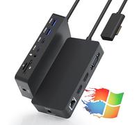 Surface Pro 11/10/9 Hub Estación de acoplamiento con HDMI 4K, USB-C Thunderbolt 4 (pantalla+datos + 100 W PD), 2 USB 3.0, lector de tarjetas SD TF, puerto de audio de 3.5 mm, accesorios para Surface