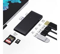 Surface Pro 6/Pro 5/Pro 4 Docking Station Adaptador USB Hub, 6 En 2 USB 3.0 Microsoft Surface concentrador de Puerto Accesorios con HDMI 4K, Lector de Tarjetas de Memoria SD y TF/Micro SD
