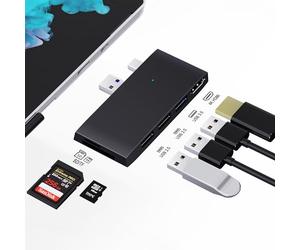 Surface Pro 6/Pro 5/Pro 4 Docking Station Adaptador USB Hub, 6 En 2 USB 3.0 Microsoft Surface concentrador de Puerto Accesorios con HDMI 4K, Lector de Tarjetas de Memoria SD y TF/Micro SD