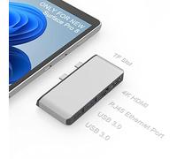 Surface Pro 8 Hub de Aluminio con 4K HDMI+ Ethernet LAN+ 2 USB 3.0+ Ranura para Tarjeta Micro SD, 5 en 2 Accesorios Surface Pro 8 Compacto Adaptador Combinado para Microsoft Surface Pro 8, Plateado