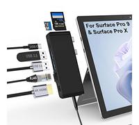 Surface Pro 9 Docking Station, Adaptador Hub para Surface Pro 9 con LAN de 100 Mbps, HDMI 4K, USB-C de 100 W, 2 USB 3.0, Audio de 3,5 mm, Lector de Tarjetas SD/TF para Microsoft Surface Pro 9/10/X