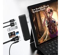 Surface Pro 9 Hub Docking Station con HDMI 4K, USB C Thunderbolt 4(8K Video+40G Data+100W PD), 2 USB 3.0, Lector de Tarjetas SD/TF, Audio 3.5mm, Triple Pantalla para Microsoft Surface Pro 9