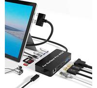 Surface Pro Dock para Surface Pro 4 / Pro 5 / Pro 6 USB Hub Docking Station con Puerto Gigabit Ethernet,4K HDMI VGA DP Display Port, 3xUSB 3.0 Ports, Audio out Port, USB C Port, SD/TF Card Reader