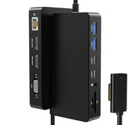 Surface Pro - Estación de acoplamiento de triple pantalla 4K a 60Hz Dual HDMI + VGA, base de superficie 11 en 1 con 2 USB-C, 2 USB 3.0, Ethernet, lector SD/TF, conector de 3.5 mm para Surface Pro 11