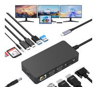 Surface Thunderbolt 4 Dock Triple Displays 4K HDMI*2+VGA, estación de acoplamiento Surface Pro 12 en 1 con adaptador de corriente para Surface Pro 11/10/9/8/X/7/6/5/4/3, Surface Book Go