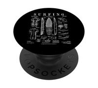 Surfboard Surfing, Estampado Vintage de Charol Surfista PopSockets PopGrip Adhesivo