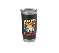 Surfeando abuelo como un abuelo normal pero la vieja escuela más fresca Vaso térmico de acero inoxidable de doble pared