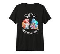 Surfeando con mis gnomos Retro Beach Vacaciones Verano Gnomo Camiseta Premium