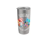 Surfeando con mis gnomos Retro Beach Vacaciones Verano Gnomo Vaso térmico de acero inoxidable de doble pared