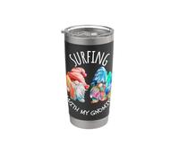 Surfeando con mis gnomos Retro Beach Vacaciones Verano Gnomo Vaso térmico de acero inoxidable de doble pared