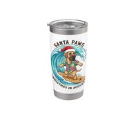 Surfeando Gran Danés Navidad En Agosto Tropical Beach Dogs Vaso térmico de acero inoxidable de doble pared