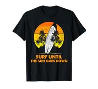 Surfeando hasta Que el Sol se Pone Puesta del Sol Arte de Tabla de Surf Camiseta