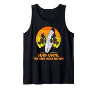 Surfeando hasta Que el Sol se Pone Puesta del Sol Arte de Tabla de Surf Camiseta sin Mangas