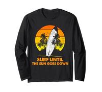 Surfeando hasta Que el Sol se Pone Puesta del Sol Arte de Tabla de Surf Manga Larga