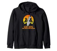 Surfeando hasta Que el Sol se Pone Puesta del Sol Arte de Tabla de Surf Sudadera con Capucha