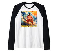 Surfeando Las Grandes Olas! Nagasaki Surf Club Camiseta Manga Raglan