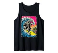 Surfear Gorila Montar Océano Onda Surfista Animal Puesta del Camiseta sin Mangas
