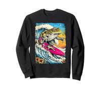 Surfear Sapo Montar Océano Onda Surfista Animal Puesta del Sudadera