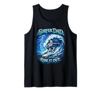 Surfer Dad Skeleton Riding Wave Ocean Tabla de Surf Camiseta sin Mangas