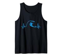 Surfer Heartbeat Surfing Heart Pulse Tabla de Surf Big Wave Fun Camiseta sin Mangas