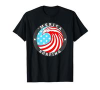 Surfer Merica Patriotic American Flag 4th of July Surfing Camiseta