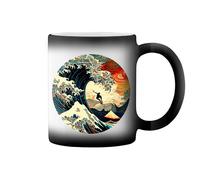 Surfer on The Great Wave off Kanagawa New Trend Fun Lustig Taza de café negro mágico Mug