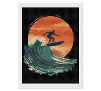 Surfer Surfing Riding The Wave Sunset Diamond Art Painting Kits para decoración de pared del hogar