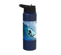 Surfer Surfing Waves Beach Summer Surfboard Stainless Steel Insulated Water Bottle