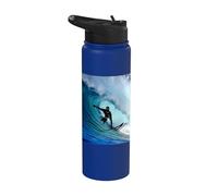 Surfer Surfing Waves Beach Summer Surfboard Stainless Steel Insulated Water Bottle