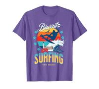 Surfing Biarritz Surf Costa Vasca Diseño Delantero Tee Negro Camiseta