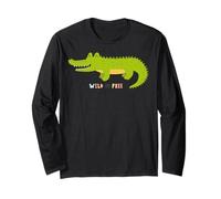 Surfing Crocodile Funny Animal Lover Cool Kids, Alligator Manga Larga