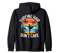 Surfing hair don't care Juego de palabras Surfing Surfboarder retro Surfboarder Sudadera con Capucha