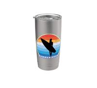 Surfing Hawaiano Verano Los Ángeles Vintage Playa Tropical Vaso térmico de acero inoxidable de doble pared
